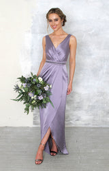 Fabia High Back Satin Gown - Lavender