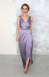 Fabia High Back Satin Gown - Lavender