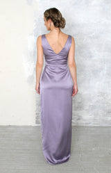 Fabia High Back Satin Gown - Lavender