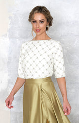 Allira Hand Beaded Top - Ivory