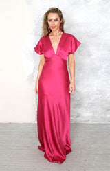 Zana Satin Gown - Fuchsia