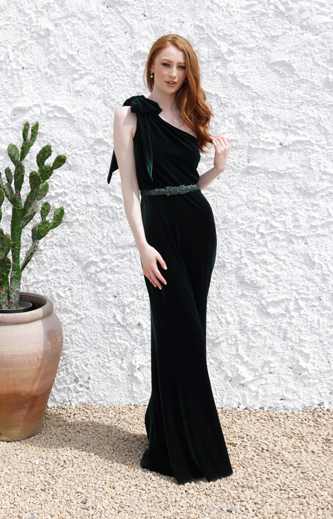 Fleur Velvet Gown - Forest Green