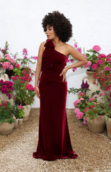 Fleur Velvet Gown - Burgundy