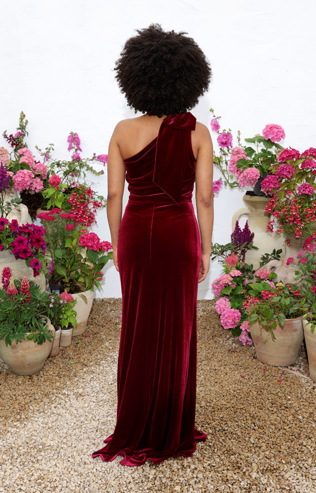 Fleur Velvet Gown - Burgundy