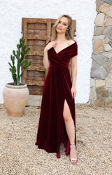Yvette Velvet Gown - Burgundy