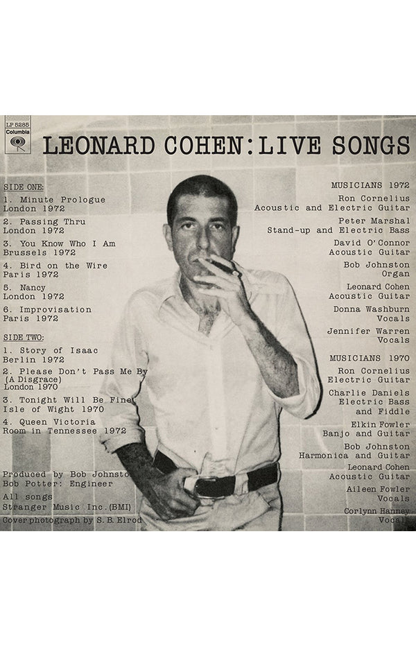 Leonard Cohen - Live Songs - Vinyl Record