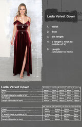 Luda Velvet Gown - Burgundy