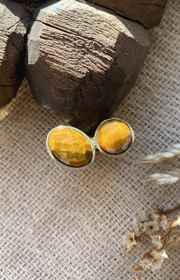 Pia Tigers Eyes Handmade Brass Ring