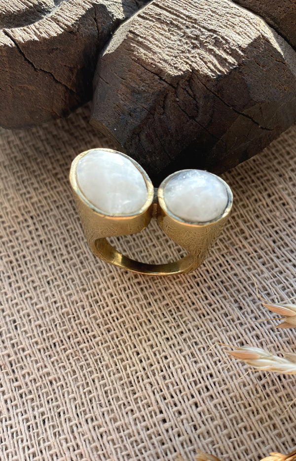 Pia Moonstone Handmade Brass Ring