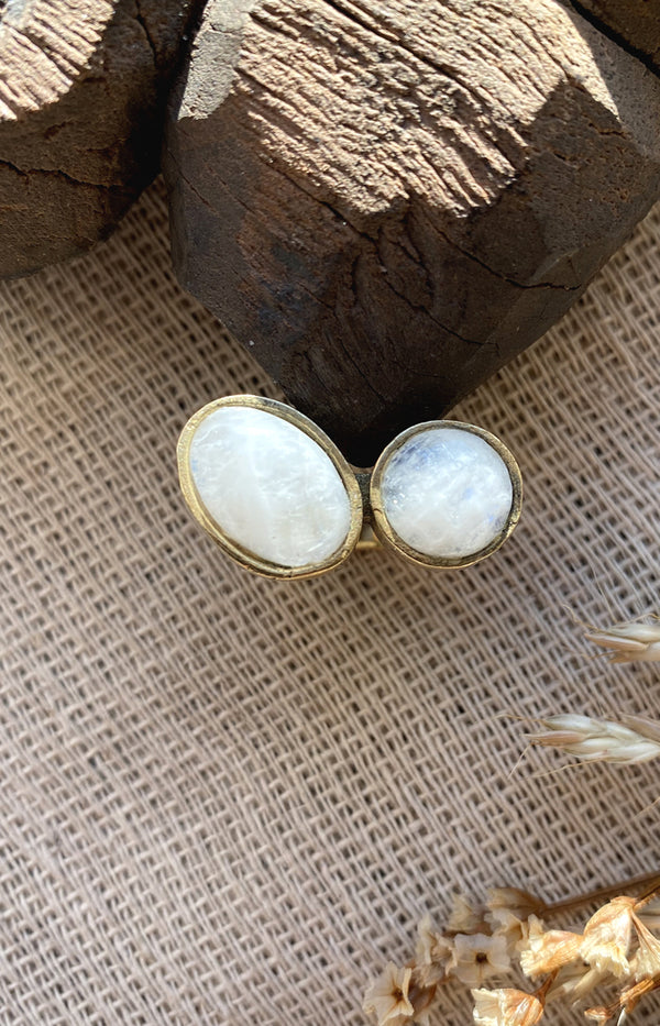 Pia Moonstone Handmade Brass Ring