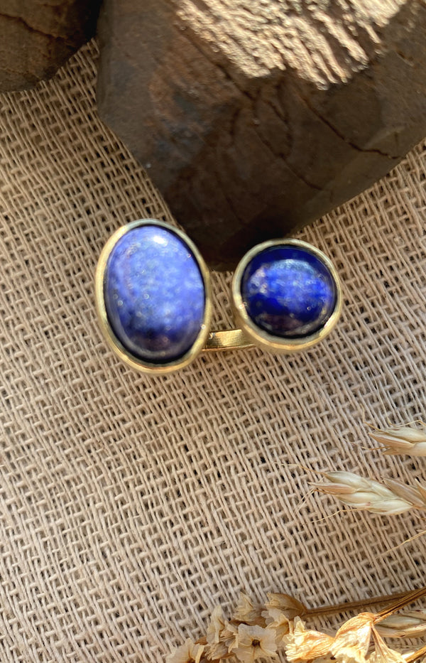 Elisa Sodalite Handmade Brass Ring