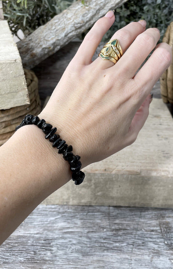 Black Agate Chipstone Bracelet