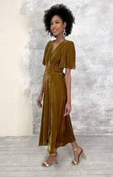 Verity Velvet Dress - Mustard