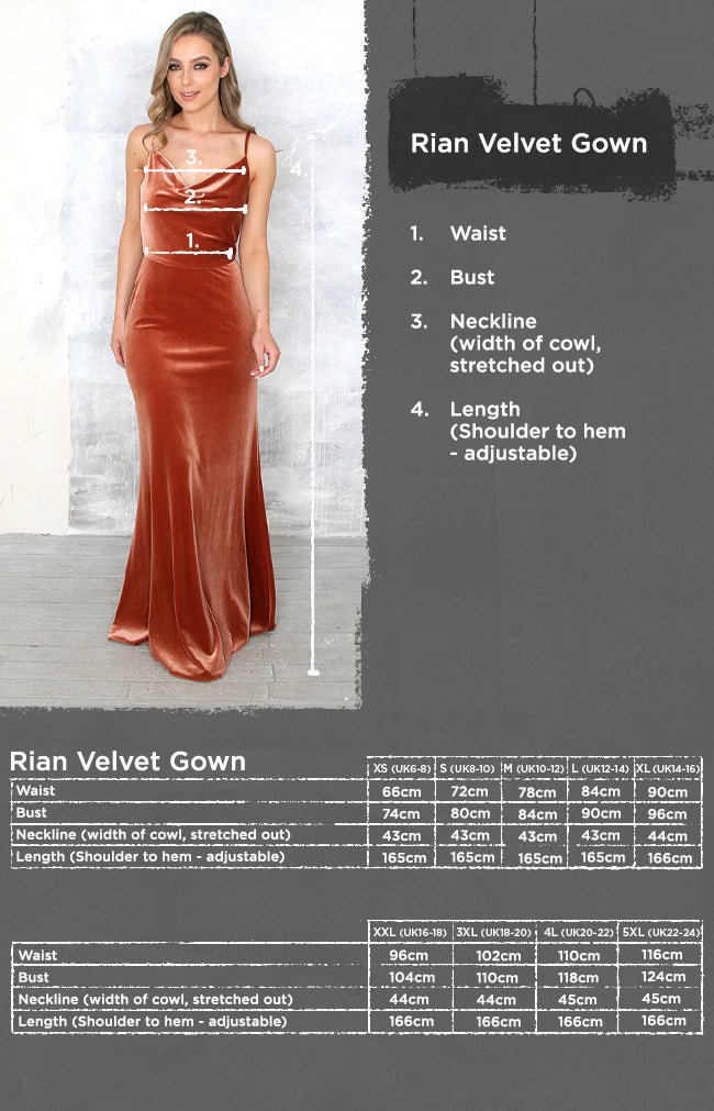 Rian Velvet Gown - Rust