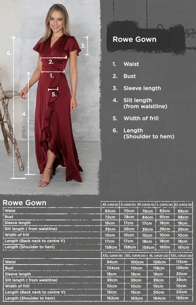 Rowe High/Low Gown Satin - Rust