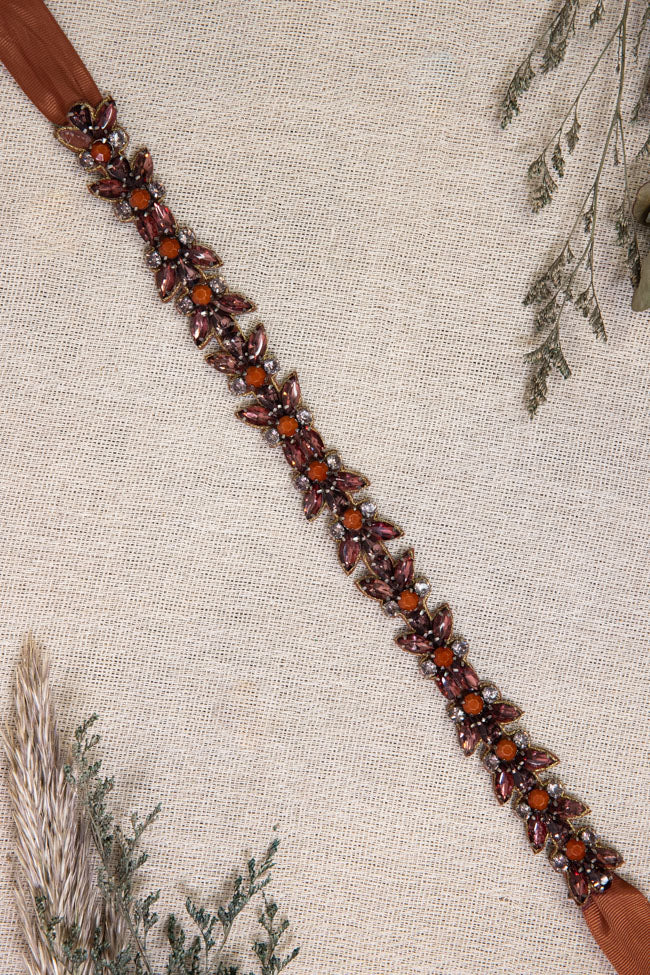 Raffi Beaded Belt - Rust