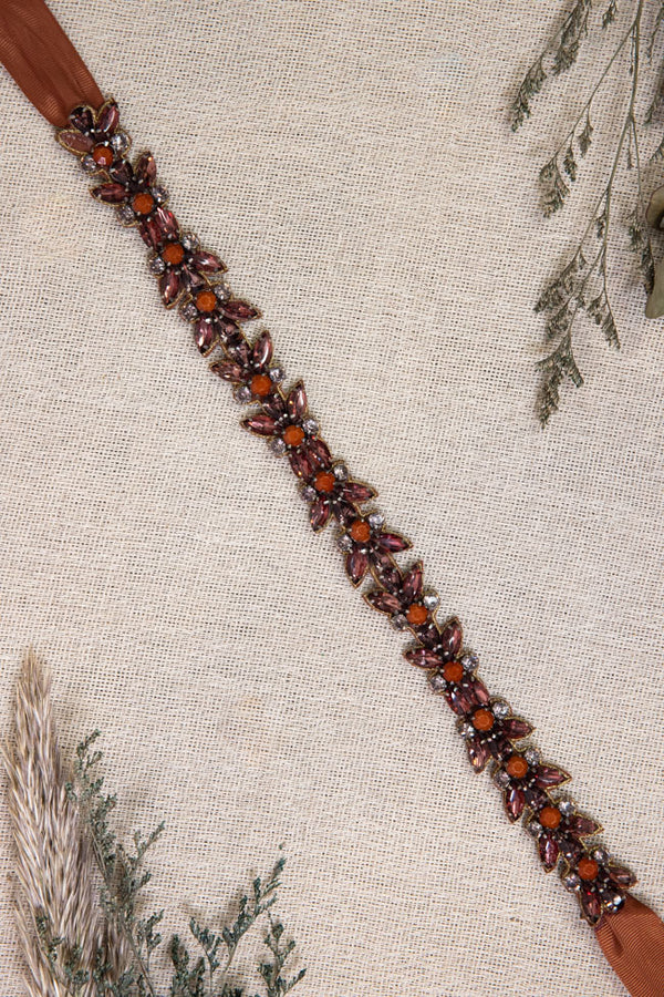 Raffi Beaded Belt - Rust