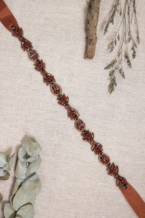 Sabine Beaded Belt Rust Folkster