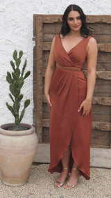 Fabia High Back Gown - Rust