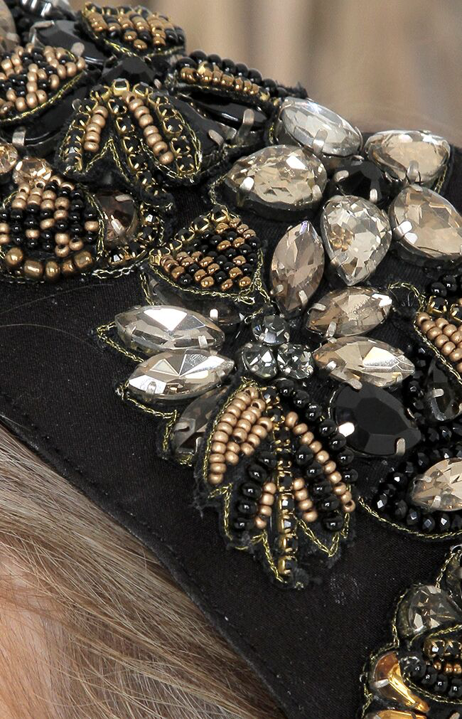 Simone Beaded Headpiece - Black/Gold