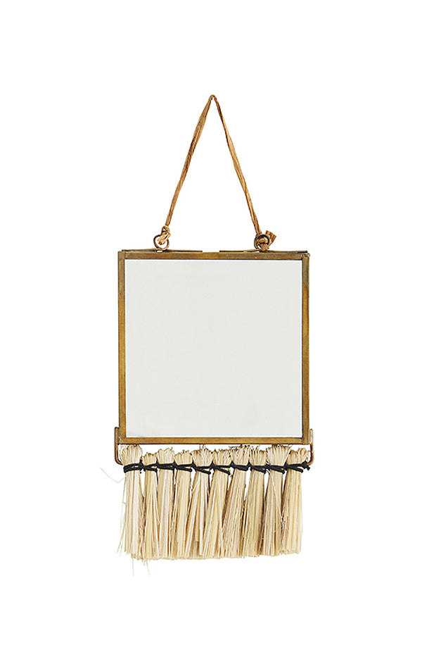 Quadratic mirror w/ fringes - 10x25 cm