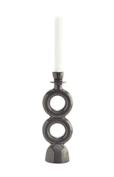 Stoneware candle holder - Dark grey