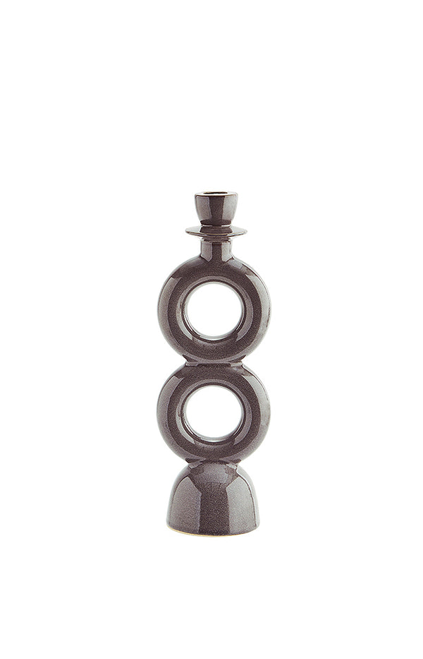 Stoneware candle holder - Dark grey