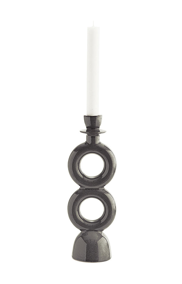 Stoneware candle holder - Dark grey