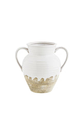 Stoneware vase w/ handles - White/Natural
