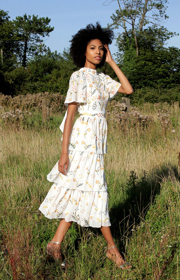 white floral midi dress by Folkster